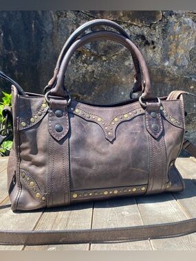 Frye Melissa Brown Studded Leather Satchel - Women Bags